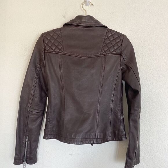 All Saints Catch (Cargo) leather Moto Jacket in Oxford Red - Picture 8 of 12